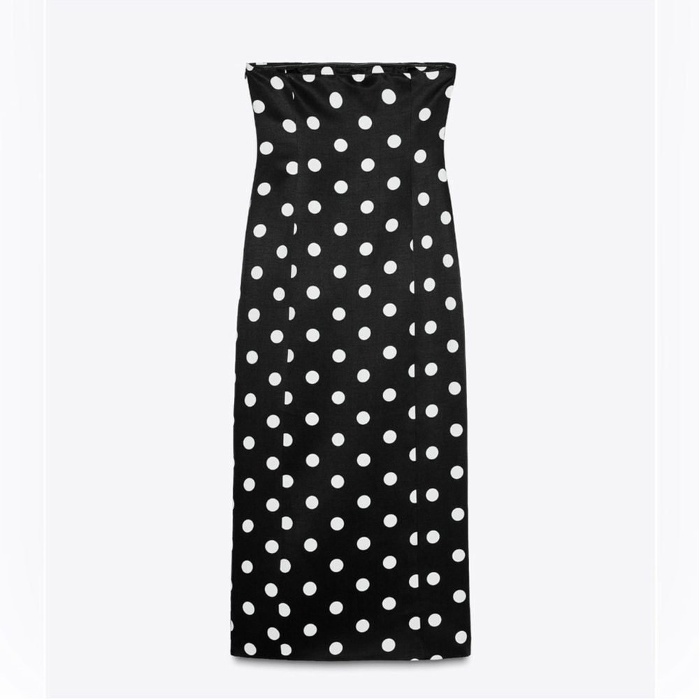 ZARA ZW COLLECTION STRAPLESS POLKA DOT DRESS - Picture 15 of 17